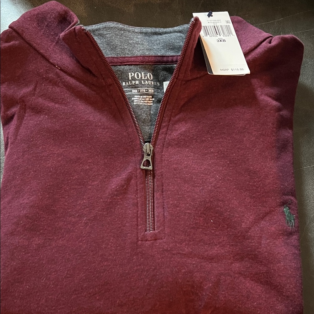 Polo by Ralph Lauren Men's Maroon quarter Zip-Up Fleece